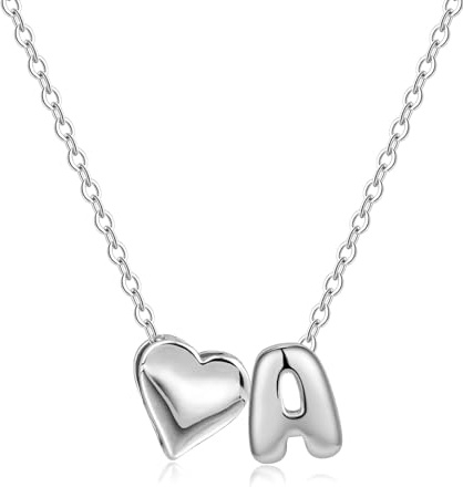 LIHELEI Collana con Iniziale a Forma di Cuore in Argento 925, da Donna Dalla A alla Z, Grazioso Ciondolo con Iniziale a Forma di Cuore, Regalo di Compleanno per Donne e Ragazze