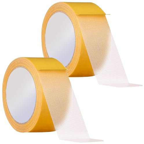 XSHAO® 2 Rouleaux Ruban Adhésif Double Face pour Tapis, 20 m x 5 cm Ruban Adhésif Double Face Extra Fort pour Moquette, les Sols, les Murs