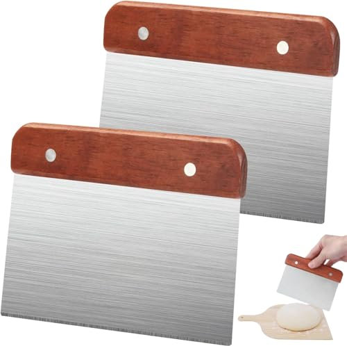YUNYU Raschietto per impasto e taglia pane in acciaio inox, 20 x 13 cm, resistente, con impugnatura ergonomica, raschietto per impasto, per pasticceria e pizza, raschietto per pane e tagliapasta con