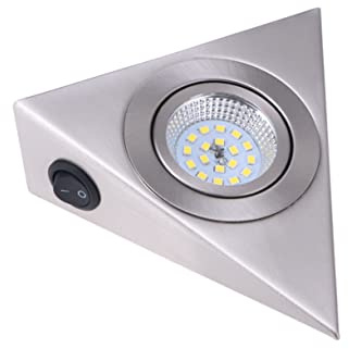DIYEAH Lampe Led Sous Meuble Cuisine Triangle Inox Brossé Éclairage Blanc Lumière Froide Pour Placard Armoire Cave à Vin Et Meuble Tv Design Compact Pour Espaces Étroits