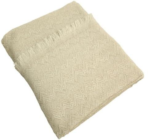 LUA VIKA Plaid canape Grande Taille - 230x260 cm - Rayas Beige - Couvre lit Coton - Couvre canapé - Jeté de lit - Plaid Coton