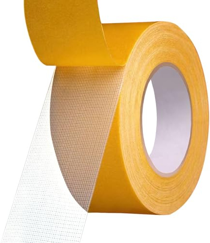 Kuyafenni Ruban adhésif double face en tissu très résistant, ruban adhésif double face amovible haute adhérence pour vêtements, murs, artisanat, tapis, ourlet, moquette, travail du bois, 5,1 cm x 10 m