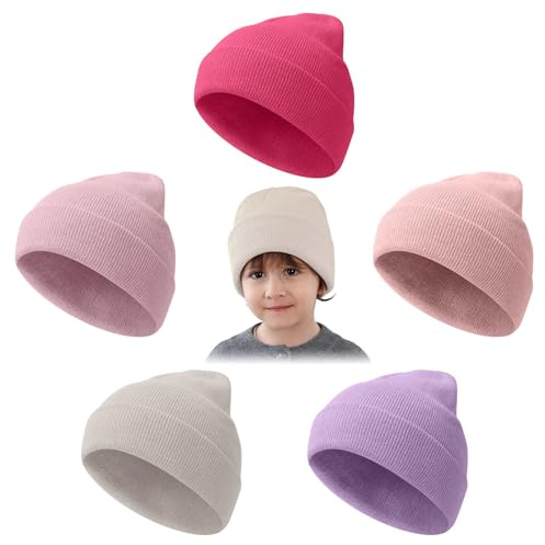 Mayoii 5 Pack Beanie for Kids, Colorful Winter Beanie Hats for Kid, Warm Stretch Knit Winter Hats for Kids, Suitable for 1-10 Years Old Daily, Outdoor Sports (UK, Alpha, One Size, 5pack-Multicolor3)