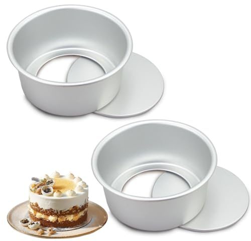 EUBSWA Rund bakform, 2 stycken 17,5 cm kakformar rund, bakformsset tårtform bakformar rund kakform i rostfritt stål med non-stick beläggning för kakor, brownies, tårtor, lasagned