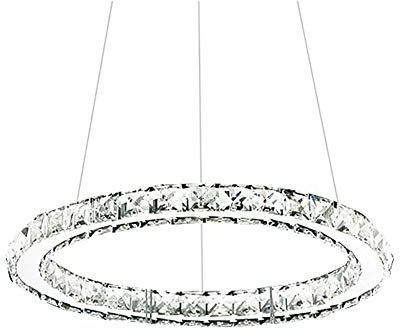 Kristall-Kronleuchter, Esszimmer-Wohnzimmer-Kronleuchter, verstellbare Hängeleuchte, Deckenleuchte, LED-Leuchten, dreifarbiges Licht, 60 + 80 cm
