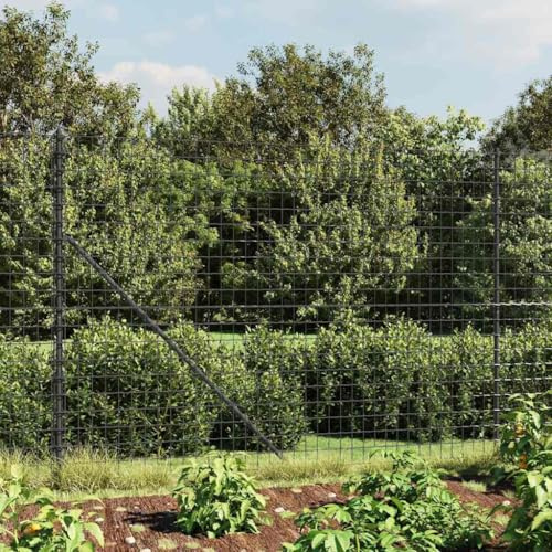 Recinzione per cortile, recinzione in rete metallica con flangia a pavimento, antracite, 1,8 x 25 m, per esterni, giardino, terrazza