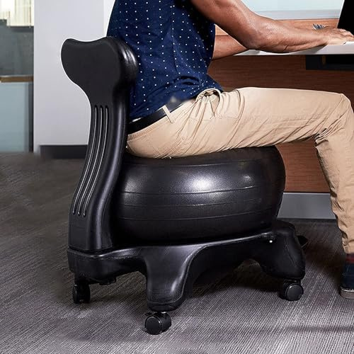 Sedia Palla Ufficio Sedia Ufficio con Palla da Ginnastica E Supporto per La Schiena, Sedile con Palla da Yoga con Ruote E Pompa Ad Aria, Sedia Ergonomica Palestra Domestica, Allenamento Pilates
