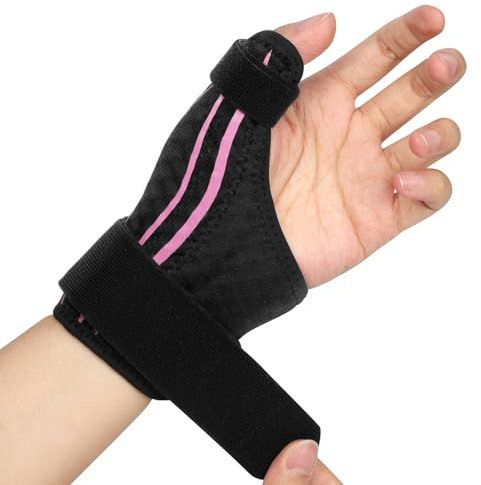 AOOWU Tumbandage vänster, tumortos ergonomisk, ventilerande tumskena kvinnor och män, handledsstöd för artros senskidinflammation snäpptumme (M,rosa)