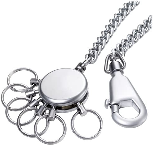 TROIKA PATENT CHAIN SCHLÜSSELHALTER – KR10-60/MA – rund, matt – Schlüsselanhänger - Karabinerhaken & Kette – 6 ausklinkbare Ringe zur Schlüsselorganisation – das Original von TROIKA