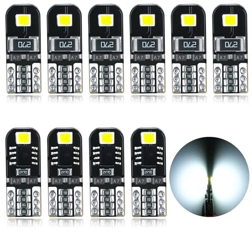 AGLINT T10 W5W 194 LED Bulb CANBUS Error Free 2SMD Super Bright 501 2825 168 Wedge 12V for Car Interior Dome Map Door Side Marker Courtesy License Plate Lights 6000K Xenon White