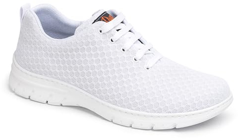 DIAN - CALPE Blanco 39, Zapatilla de Trabajo para Sanidad y Hostelería, Unisex, Transpirable y Repelente a Líquidos, Plantilla Acolchada, Antirozaduras, Antideslizante y Antiestática.