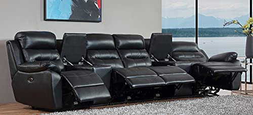 Mapo Möbel Elektrisches Ledersofa Kinosofa Relaxcouch Fernsehsofa 5131eeee-Cup-42-S