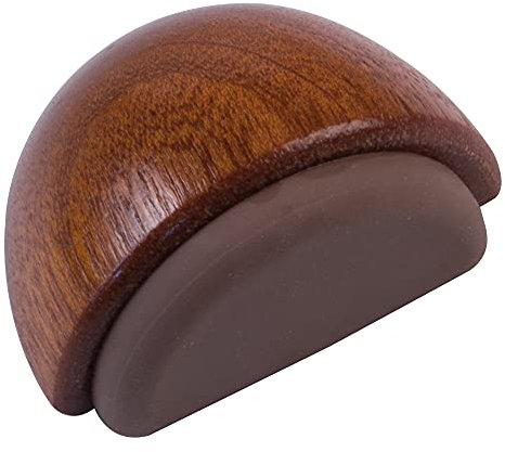 Amig - Halbkreisförmiger dekorativer Bodentürstopper, selbstklebend, aus Holz mit Sapelli-Finish und Gummi in dunkelbrauner Farbe | Schützt Wände und Möbel vor Stößen - Durchmesser Ø45 x 25 mm