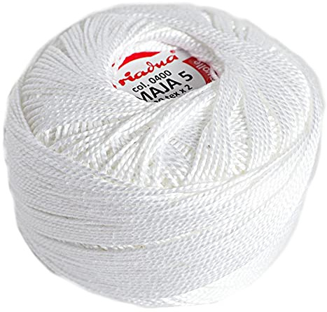 Pearl Crochet Cotton Embroidery Ball Yarn 229yd/210m Quality Thread 50g Size 5 White (0400)
