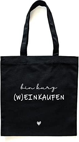 Donari® Baumwolltasche Schwarz mit Spruch - Jutebeutel Einkaufen - Stoffbeutel für Lebensmittel aus 100% Baumwolle - Stofftasche nachhaltig Bedruckt für den Einkauf (Einkaufen)