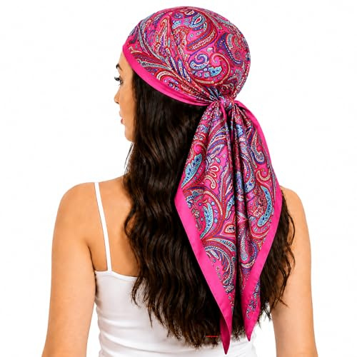 FAIRYGATE Head Scarf Neck Square Headscarf Bandanas Bandana Hijab Silk Satin Scarves Large Boho Hair Scarfs for Women Lightweight 74006