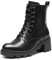 DREAM PAIRS Botas Militares Mujer con Tacon Ancho Botines Mujer Invierno Botas de Cordones con Cremallera Moda Combate SDAB2317W,Size 38.5,Negro,SDAB2317W