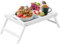 VIVAAS Bamboo Bed Tray Table with Foldable Legs And Handles Breakfast Tray for Sofa, Bed, Eating, Platters, Working, Serving, Drawing, Laptop Stand, Wooden Snack Tray Used As Lap Tray (White)