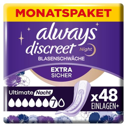 Discreet Ultimate Nacht Inkontinenzeinlagen für Frauen Monatspaket 48 STÜCK