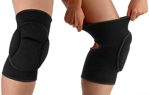 Comfyouth Ginocchiere per Pallavolo 20mm di Spugna Spesso Protezione per Ginocchio Nero Supporto per Ginocchio Elastico Ginocchiera per Danza Basket Corsa Sport