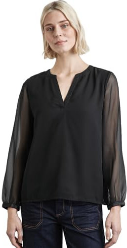 STREET ONE Damen A345209 Chiffon-Bluse,Schwarz, 40