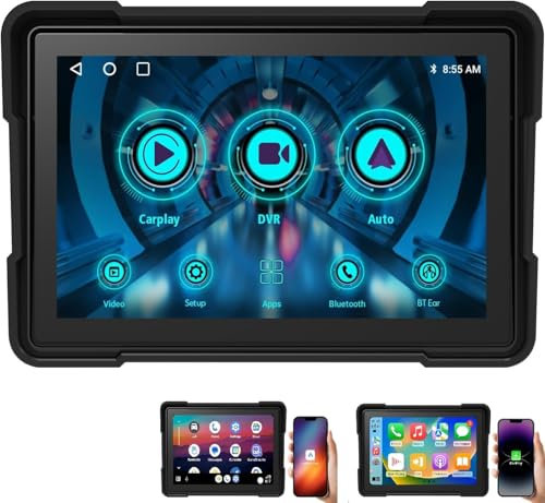 Carplay GPS para Moto de 5 Pulgadas - Android Auto y Compatible con iPhone - Impermeable IP67 - Bluetooth Dual para Casco y Teléfono - WiFi - Pantalla Alta Resolución 800x480p - Fácil Instalación