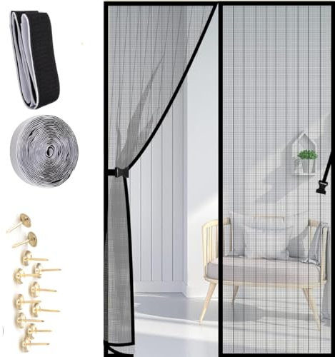 Magnetic Screen Door 90 cm x 210 cm - Self Sealing, Heavy Duty, Hands Free Mesh Partition Keeps Bugs Out - Pet and Kid Friendly - Keep Open Feature - 90 cm x 210 cm
