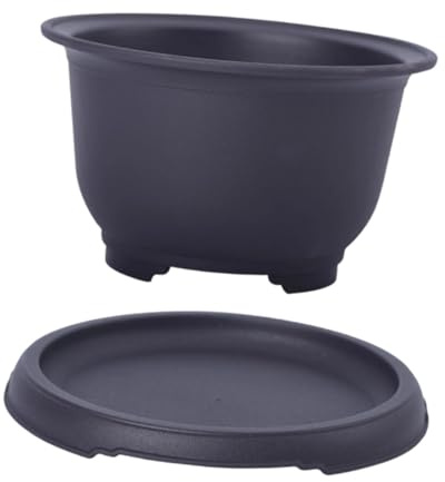 F Fityle Pot de Plantation avec Plateau d'humidité, Pot de bonsaï, de Bureau, jardinière d'extérieur, de Fleurs pour Porche, Patio, terrasse, Jardin, 18x11x10.6 Cm
