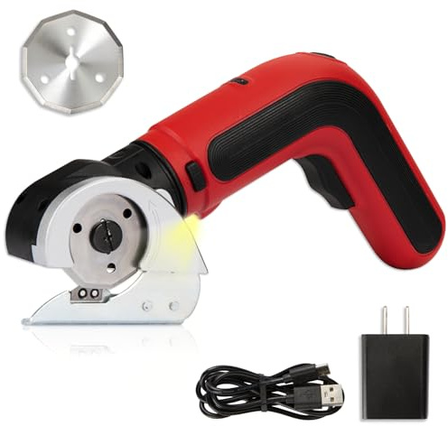 KITLUCK Cordless Electric Scissors, 4V Rechargeable Cardboard Box Cutter, Lighting Electric Box Cutter with a Replacement Blade, Charger for Plastic, Box, Leather, Vinyl, Burlap, Blister Pack