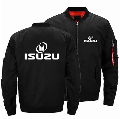 WDOZHGF Baseballjacka för män med ståkrage klassisk pilotstil Isu_zu långärmade sportkläder, svart, 4XL