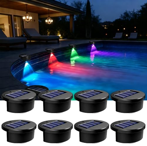 Confezione da 8 Luci Solari Galleggianti LED, Colori Cangianti con Cambio di Colore, lampade Solari Impermeabili IP67 per Bordi Piscina, Laghetti e Fontane, Accessori da Giardino e Piscina per Esterni