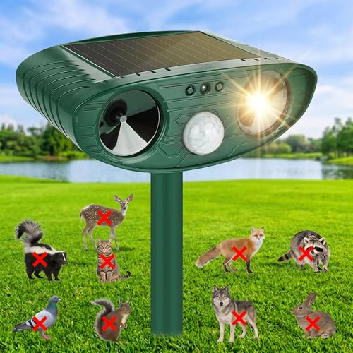 Cat Deterrent for Garden, Solar Marten Deterrent, Ultrasound, IP44 Waterproof with Motion Sensor, Cat Repellent, Animal Repellent Against Cats, Birds, Martens, Dogs, Foxes
