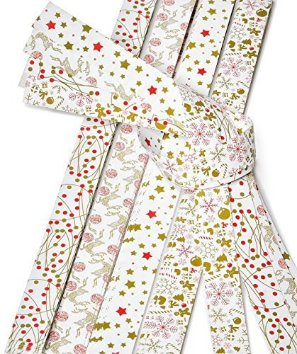 Fröbelsterne weiß/rot/gold 15mm 48 Streifen