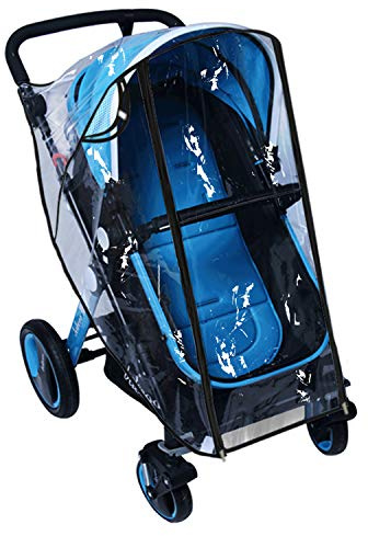 Baby Stroller Rain Cover Umbrella Weather Shield Accessories Universal Size Protect from Rain Wind Snow Dust Water Proof Ventilate Clear Food Grade Materia EVA Plastic Zipper Black (Large)