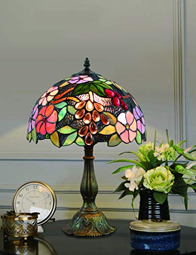 30 cm vintage pastoral underbara blommor målat glas stil bordslampa sovrumslampa sänglampa