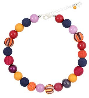 Feliss Handmade: Ketten aus Perlen Halskette Damen Statement Kette 45 cm lang in Boho Style. Choker Halsband Schmuck. Beads Perlenkette Frauen rot