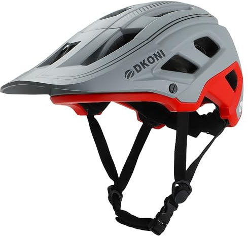 DKONI Fahrradhelm für Jugendliche und Erwachsene, Unisex – Leicht, verstellbar (54–61 cm), mit abnehmbarem Visier und herausnehmbaren Polstern, 17 große Belüftungsöffnungen