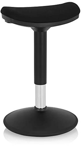 hjh OFFICE 830094 Arbeitshocker Balance SIT I B Stoff Schwarz Hocker ergonomisch mit Schwingeffekt, höhenverstellbar