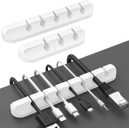 AhaStyle Sujeta Cables, 3 Pack de Sujetacables Autoadhesivos Organizador de Cables de Escritorio Sujeta Cables de Carga USB Organizador de Cable（357-Slot-White）
