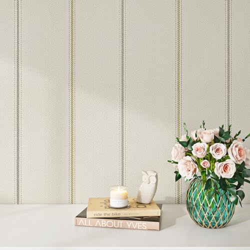 Livelynine Carta da Parati Autoadesiva Muro Effetto Spiga di Grano Beige Carta da Parati Soggiorno a Righe 40CMx10M Rivestimento Adesivo per Mobili Effetto Tessuto Carta Adesiva per Armadio Cassetti