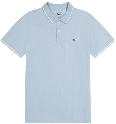 Lee Pique Camisa de Polo, Azul tímido, L para Hombre