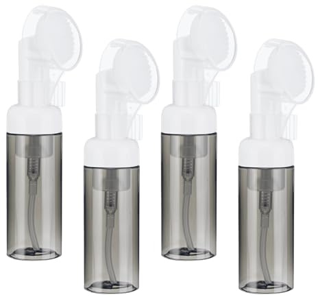 QUARKZMAN 4 Stück Leere Schaumseifenspender, 60 ml Gesichtsreiniger Schaumflasche mit Bürste für Handseife, Shampoo, Duschgel, Klar Schwarz