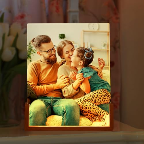PYD Life 4 Pack Sublimation LED Glass Photo Frame Blanks 6 x 8 with Wood Base,Sublimation Night Lights Blanks for Heat Press Machine Printing