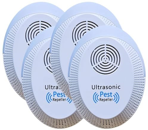 Pest Master - Ultrasonic Pest Repeller Pack of 4, Powerful Mouse Repellent and Ideal for Mice, Rats, Mosquitoes, Cockroach, Moths, Ants, Wide Frequency Range Pest Control Device, D2