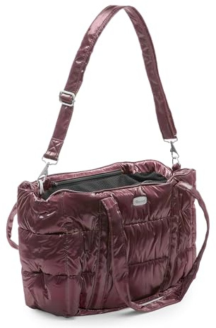 Record - Borsa trasportino Subzero per cani e gatti. Traportino per Cani in poliestere resistente con effetto cangiante. Tracolla removibile, fondo e tasca interna con zip | Rosso, 42,5 x 20 x 29 cm
