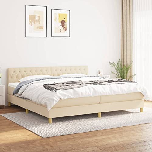 qohoio Boxspringbett mit Matratze Creme 200x200 cm Bett Boxspringbett Bett Mit Matratze Polsterbett Schlafzimmer MöBel Stoff - 3140886