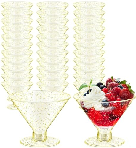 Confezione da 50 bicchieri da Martini in plastica, 150 ml, bicchieri da cocktail, bicchieri in plastica per margarita, bicchierini da dessert perfetti per matrimoni e feste