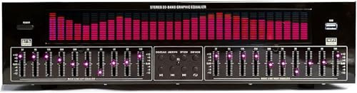 FDGH EQ Gráfico Estéreo De Audio Digital, Ecualizador Digital De 31 Bandas, Analizador De Espectro De Música LED, 12 Patrones De Ritmo con Reducción De Ruido, para Grabar Estudio