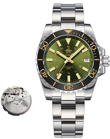 ADDIESDIVE Montre Automatique pour Homme Mouvement 8215 Montre mécanique BGW9 Lunette en céramique Lumineuse Montre de plongée analogique pour Homme 200m avec Bracelet en Acier Inoxydable AD2504