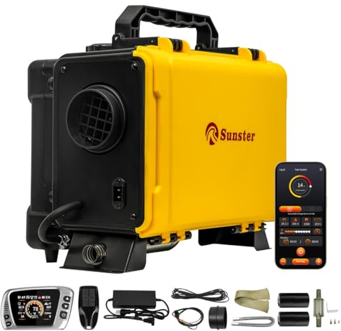 HTB1 8KW Diesel Air Heater, 12V/240V All-in-One diesel heater with Bluetooth App Control, Auto Thermostat &5500m Altitude Mode, Internal Circulation, Car Parking Heater for RV Motorhome Campervan